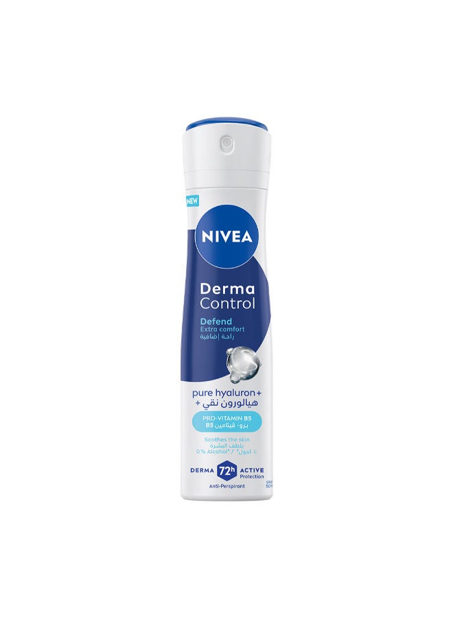 Nivea Derma Control Defend Extra Comfort Anti-Perspirant Spray, with Pure Hyaluron and Pro-Vitamin B5, 72H Protection - Image 1